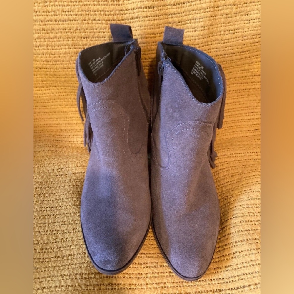 Steve Madden Cian Ankle Boots, Heel, Tan Suede, Leather, Western, Fringe, 7.5 M